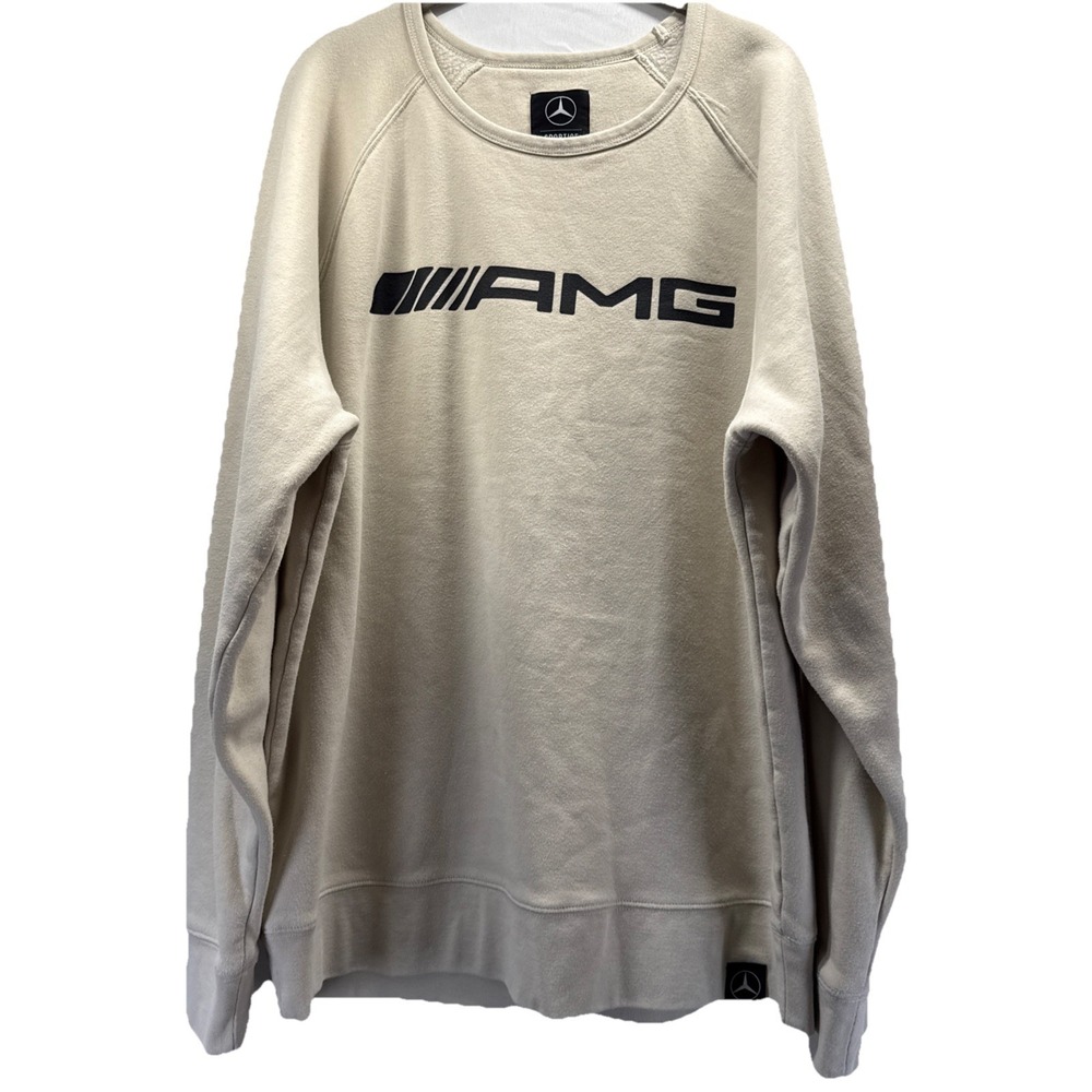 Sportiqe Men's Sweatshirt‎ Size 2X Mercedes AMG Sport Ivory Black Long Sleeves